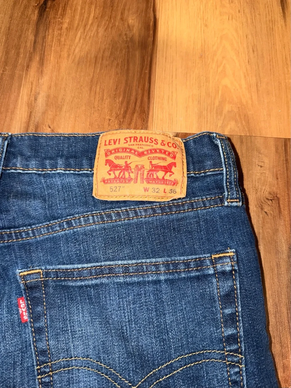 Levis Jeans Mens Blue 527 Slim Bootcut Western Cowboy Denim Dark 32x36